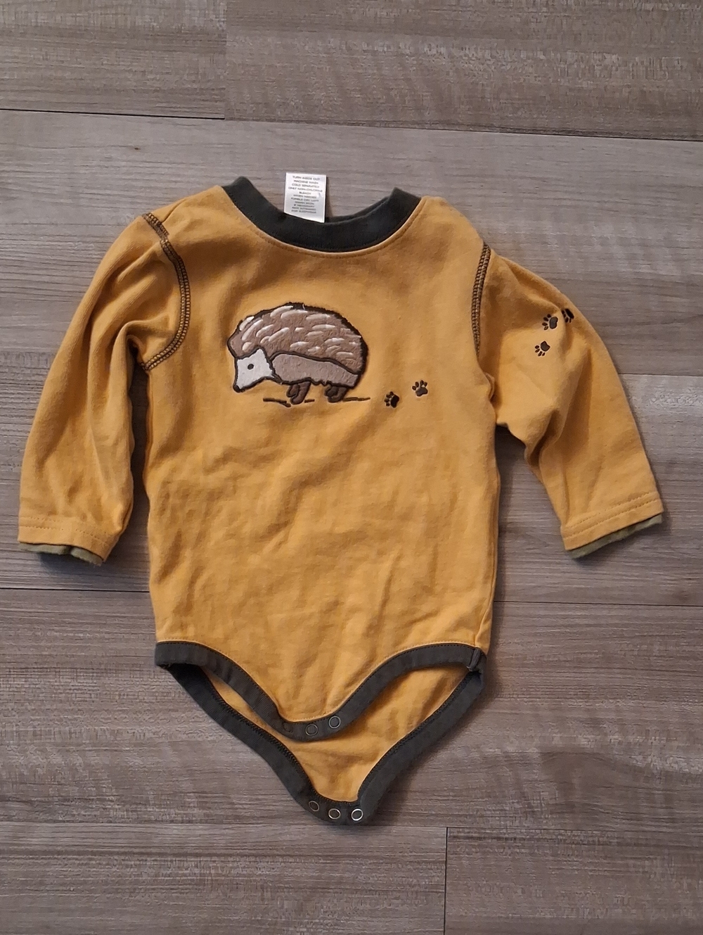 Gymboree Long-Sleeve Hedgehog One-Piece Bodysuit Vintage Size 6-12 Months (O)
